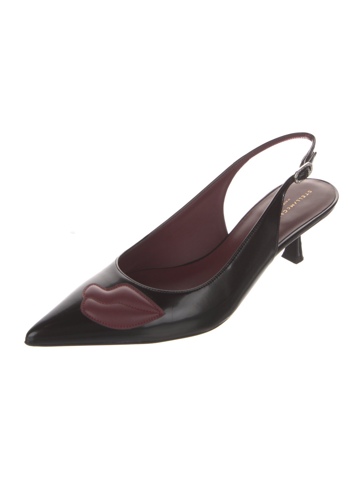 Stella McCartney Patent Leather Crystal Embellishments Slingback Pumps