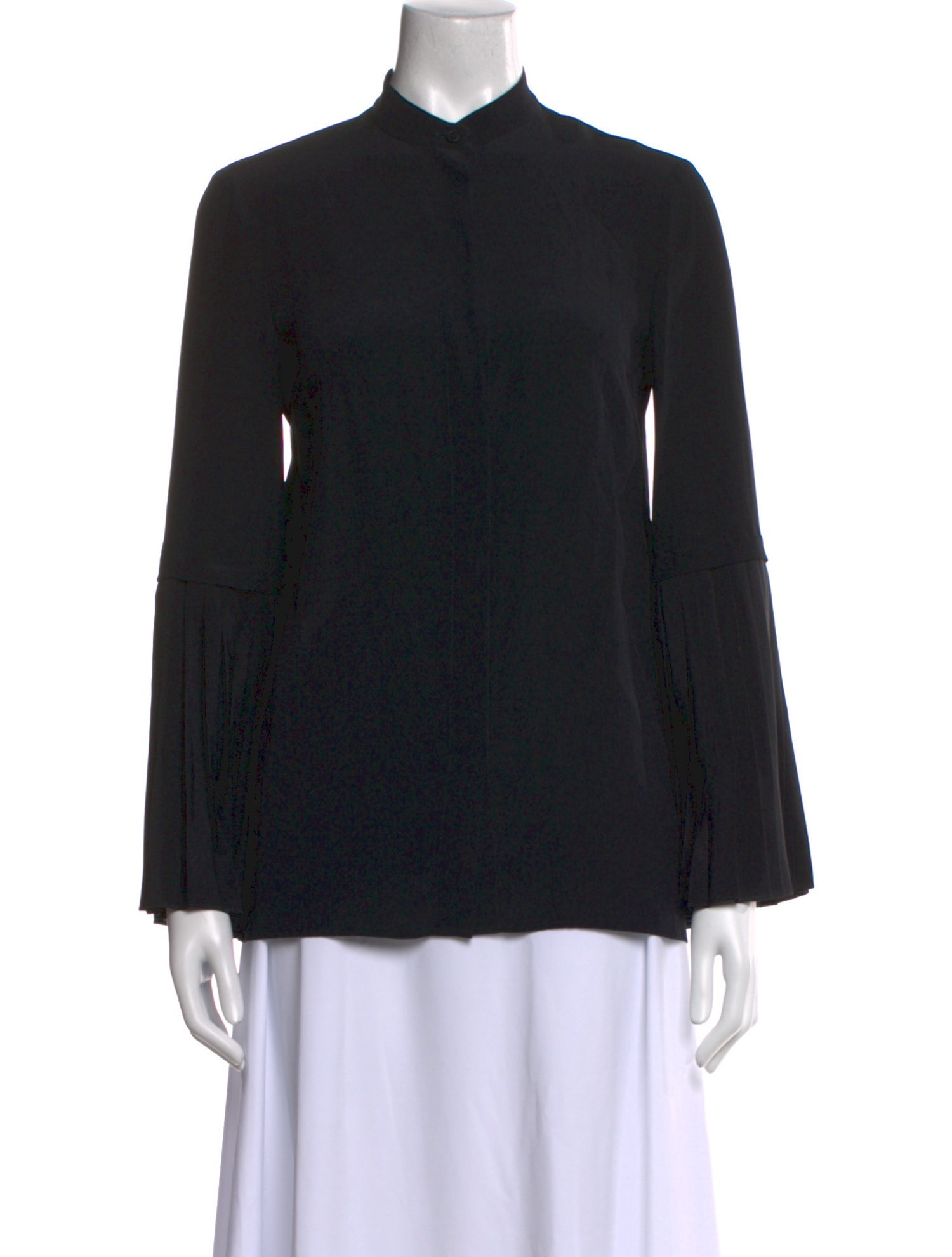 Stella McCartney Silk Mock Neck Button-Up Top