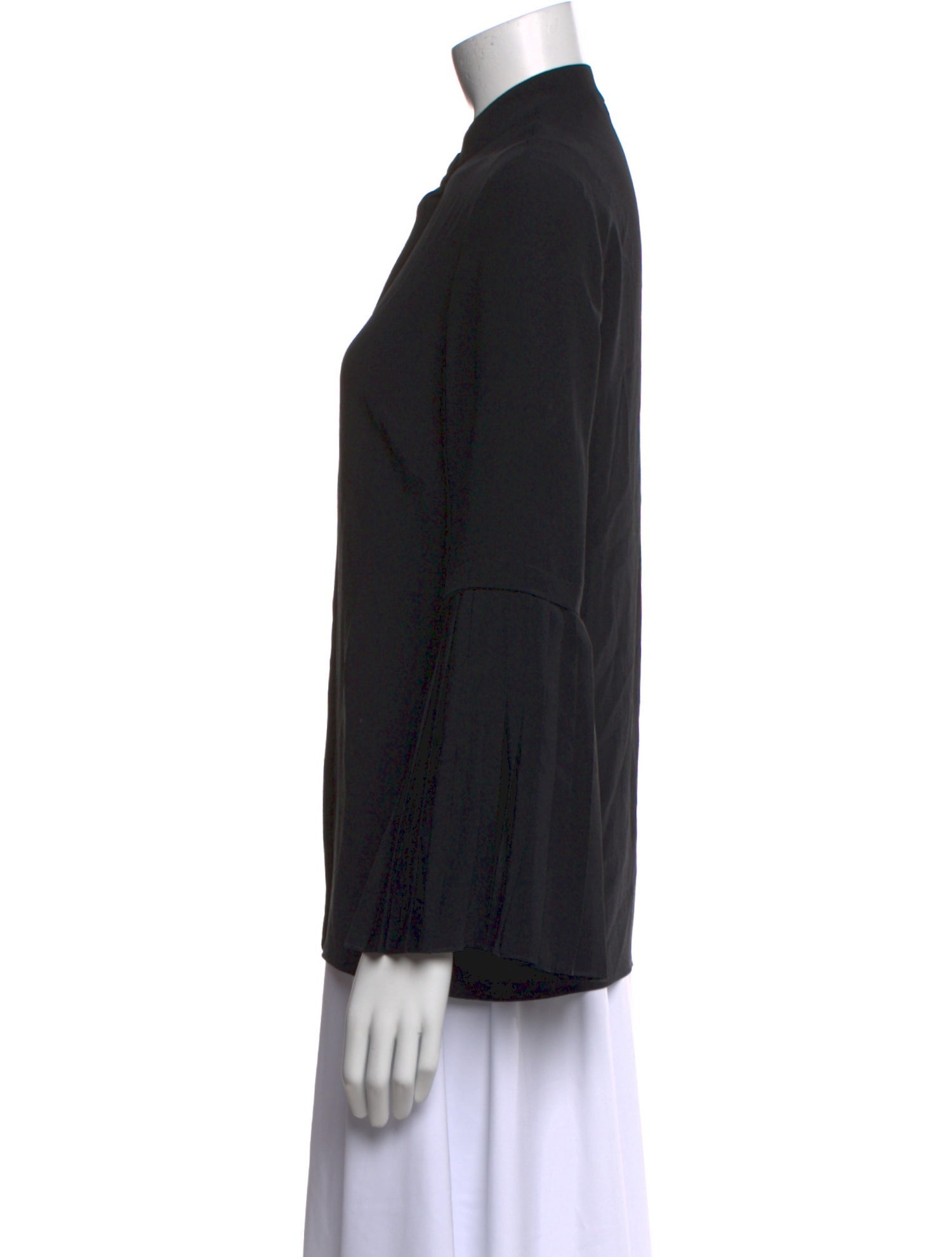 Stella McCartney Silk Mock Neck Button-Up Top