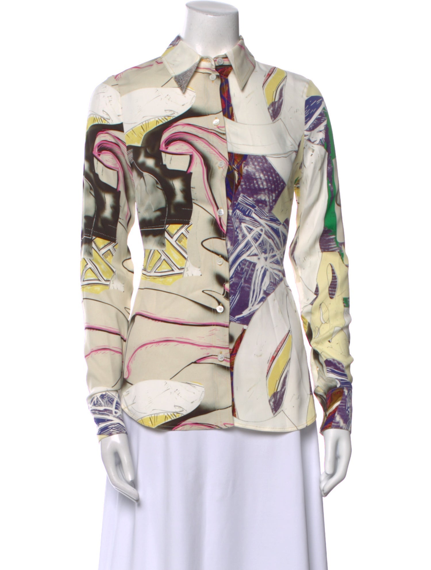 Stella McCartney Printed Long Sleeve Button-Up Top