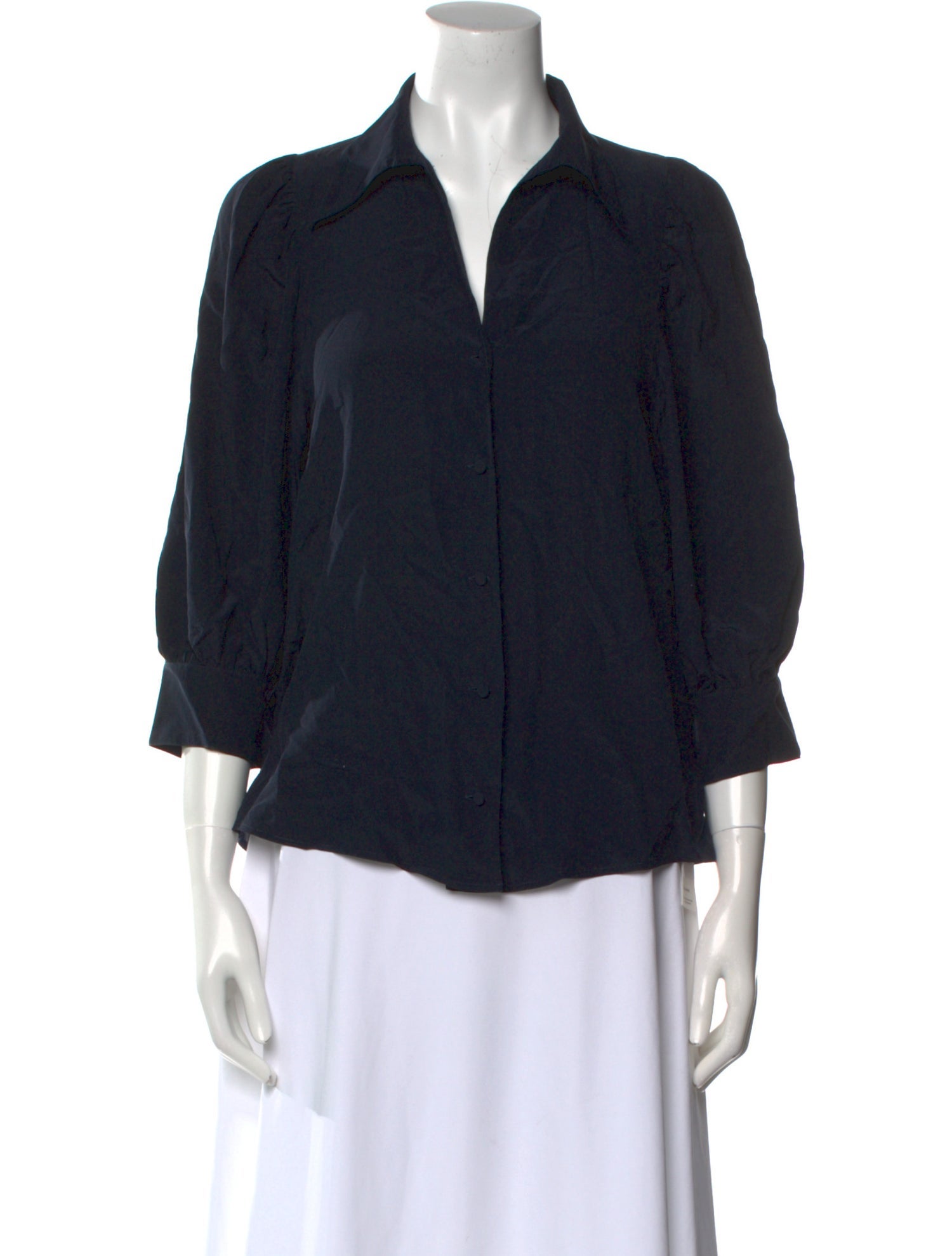 Stella McCartney Silk Three-Quarter Sleeve Button-Up Top