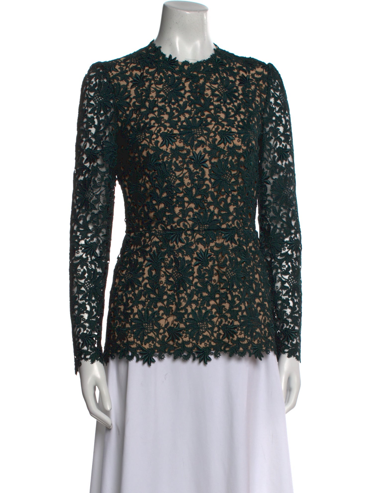 Stella McCartney Lace Pattern Mock Neck Blouse