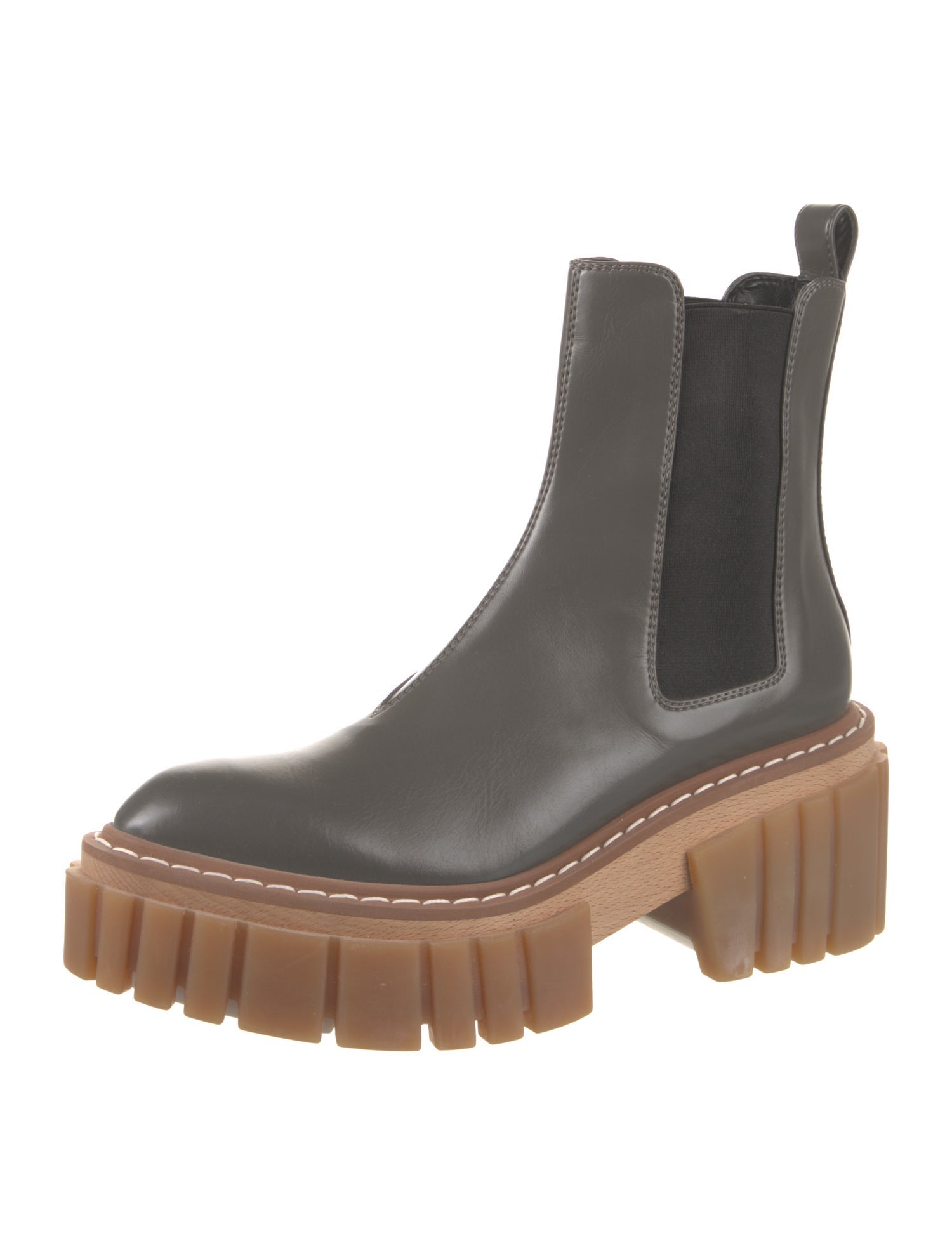 Stella McCartney Leather Whipstitch Trim Chelsea Boots