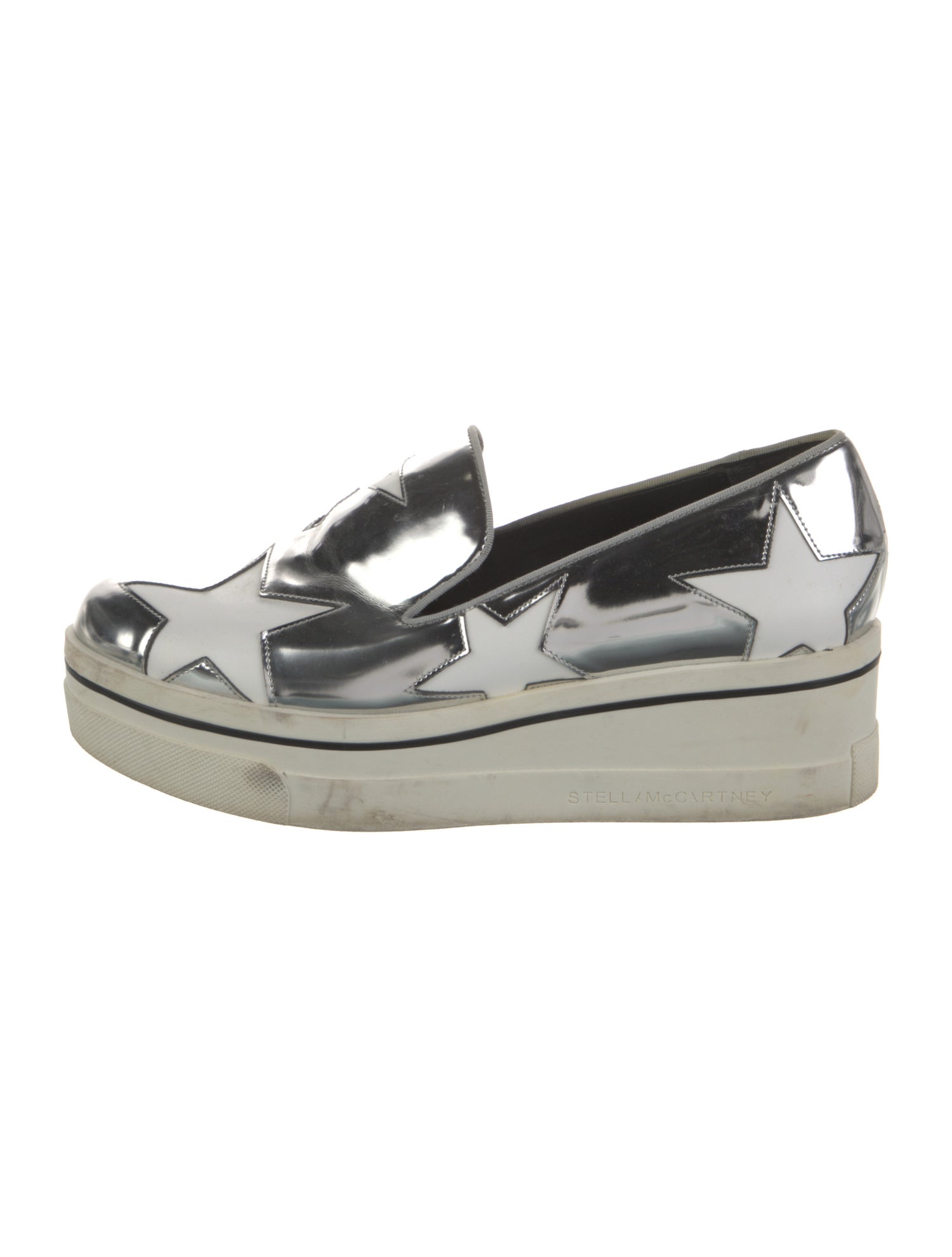 Stella McCartney Vegetarian Patent Leather Printed Wedge Sneakers
