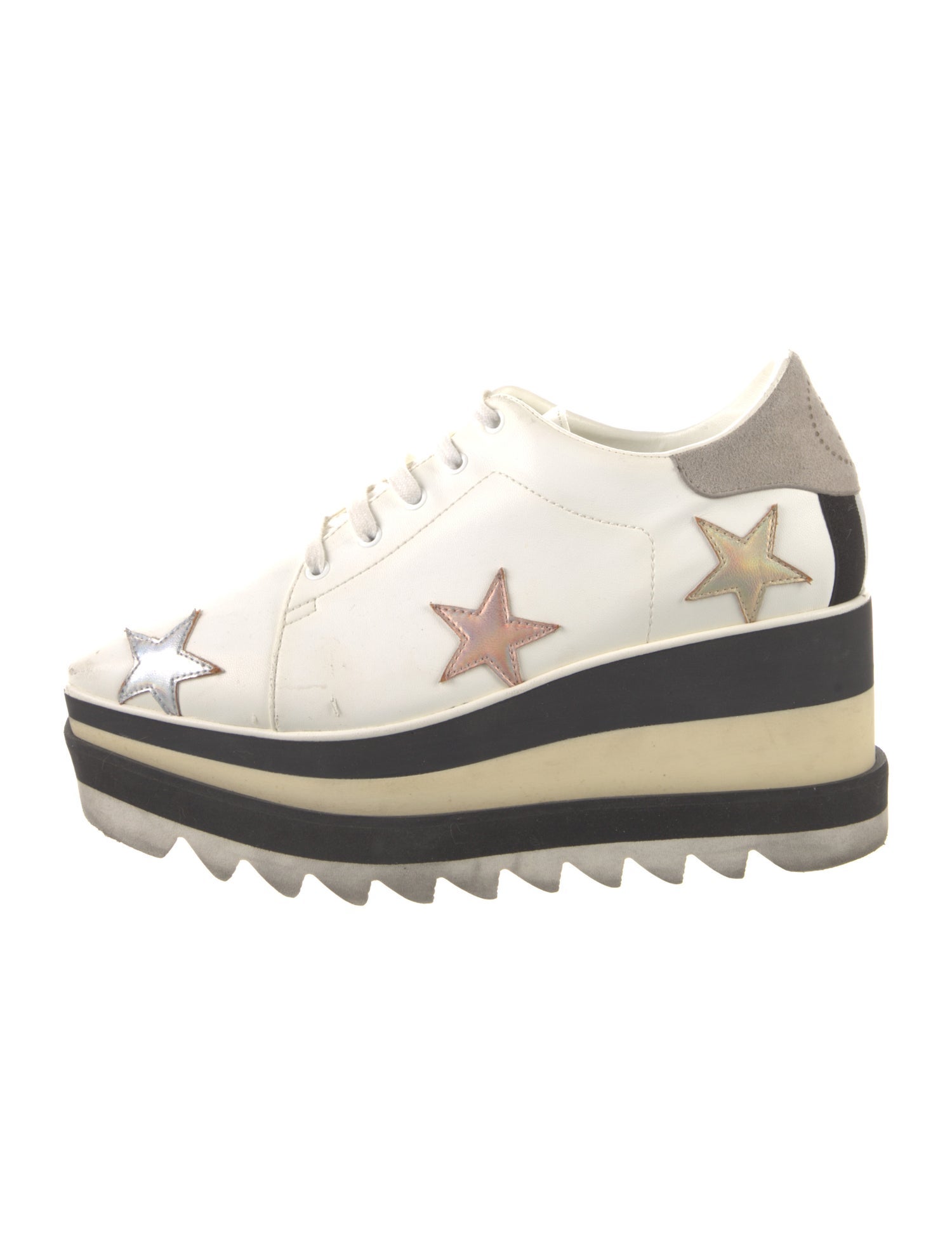 Stella McCartney Leather Leather Trim Embellishment Wedge Sneakers