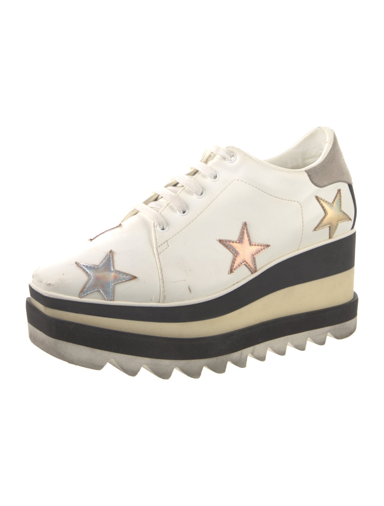 Stella McCartney Leather Leather Trim Embellishment Wedge Sneakers
