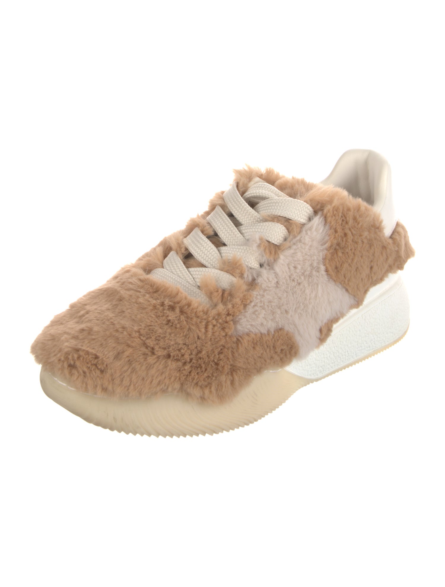 Stella McCartney Faux Fur Colorblock Pattern Athletic Sneakers