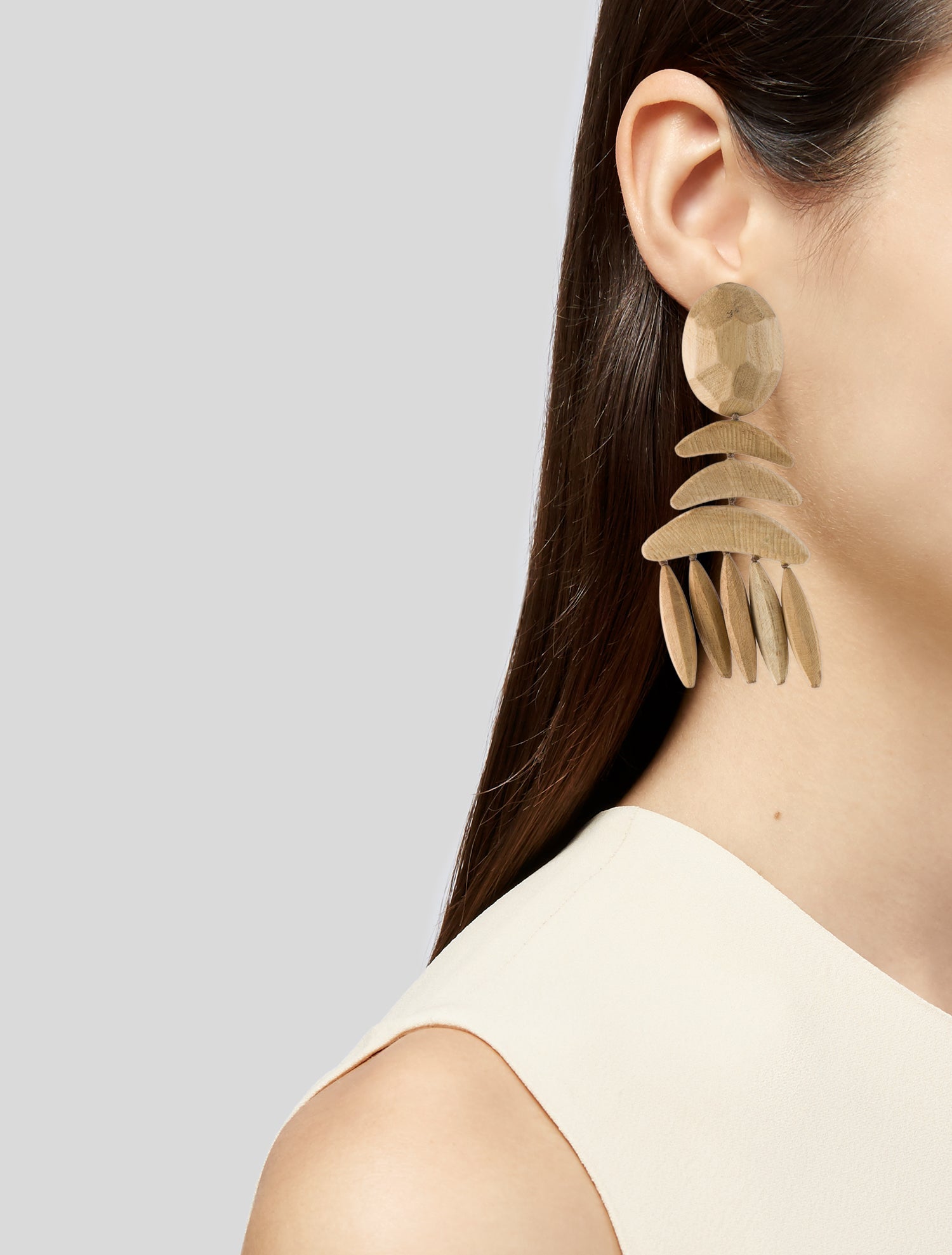Stella McCartney Wood Clip-On Drop Earrings