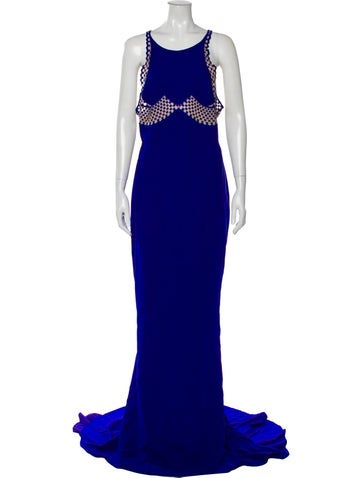 Pre-owned Stella Mccartney Scoop Neck Long Dress W/ Tags In Blue