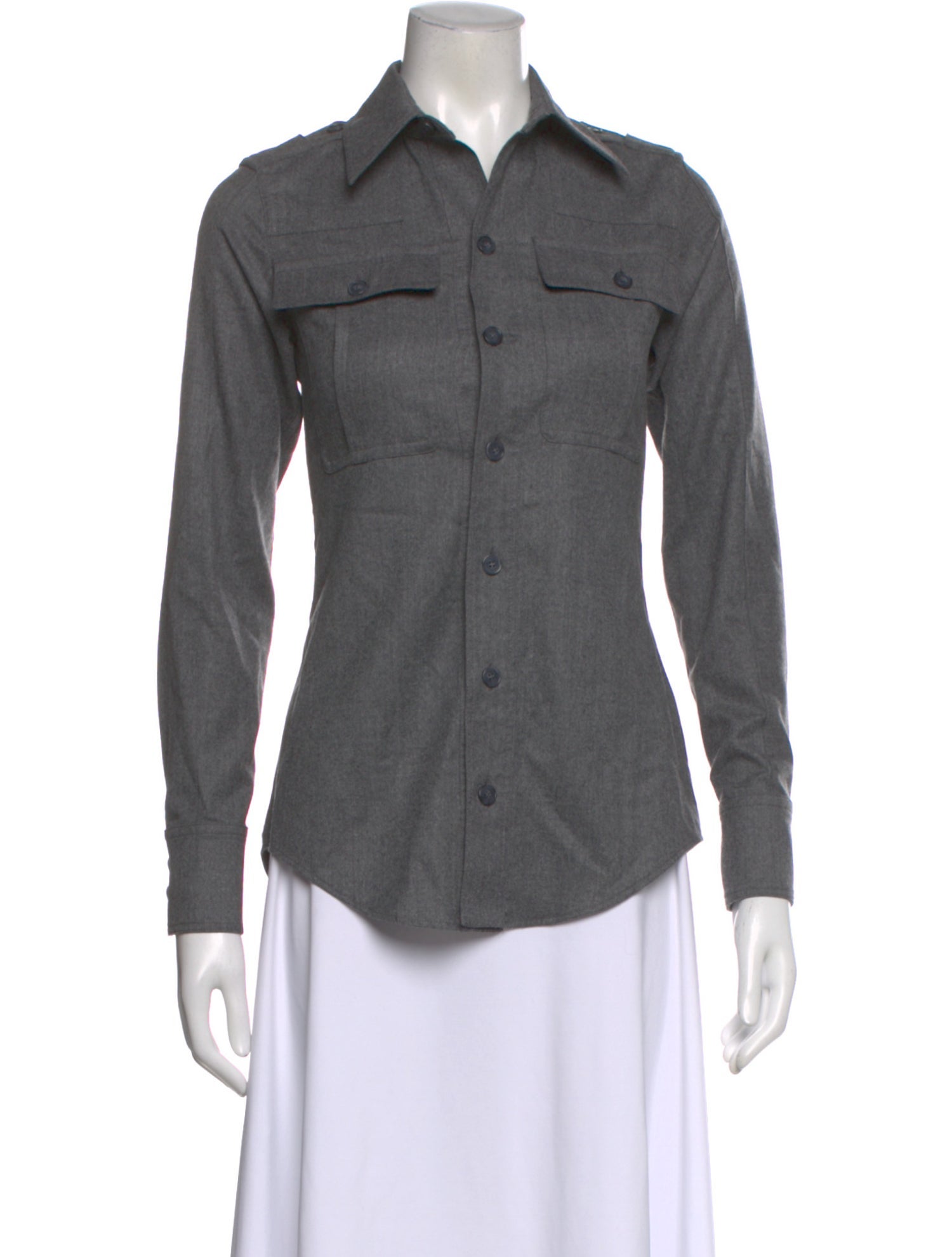 Stella McCartney Wool Long Sleeve Button-Up Top