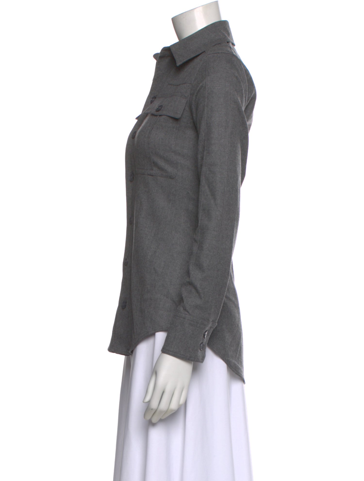 Stella McCartney Wool Long Sleeve Button-Up Top