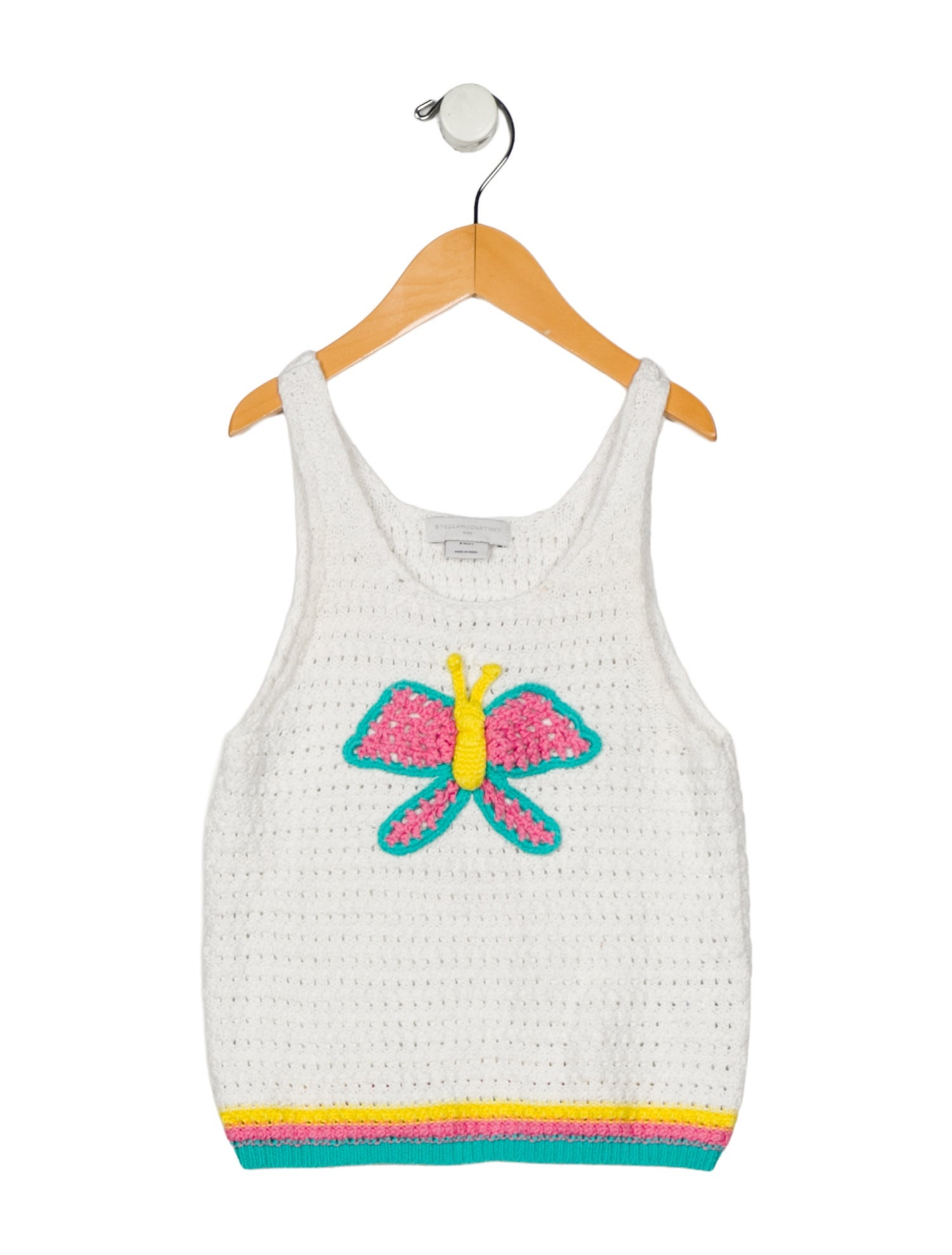 Stella McCartney Girls' Sleeveless Crochet Butterfly Print Top