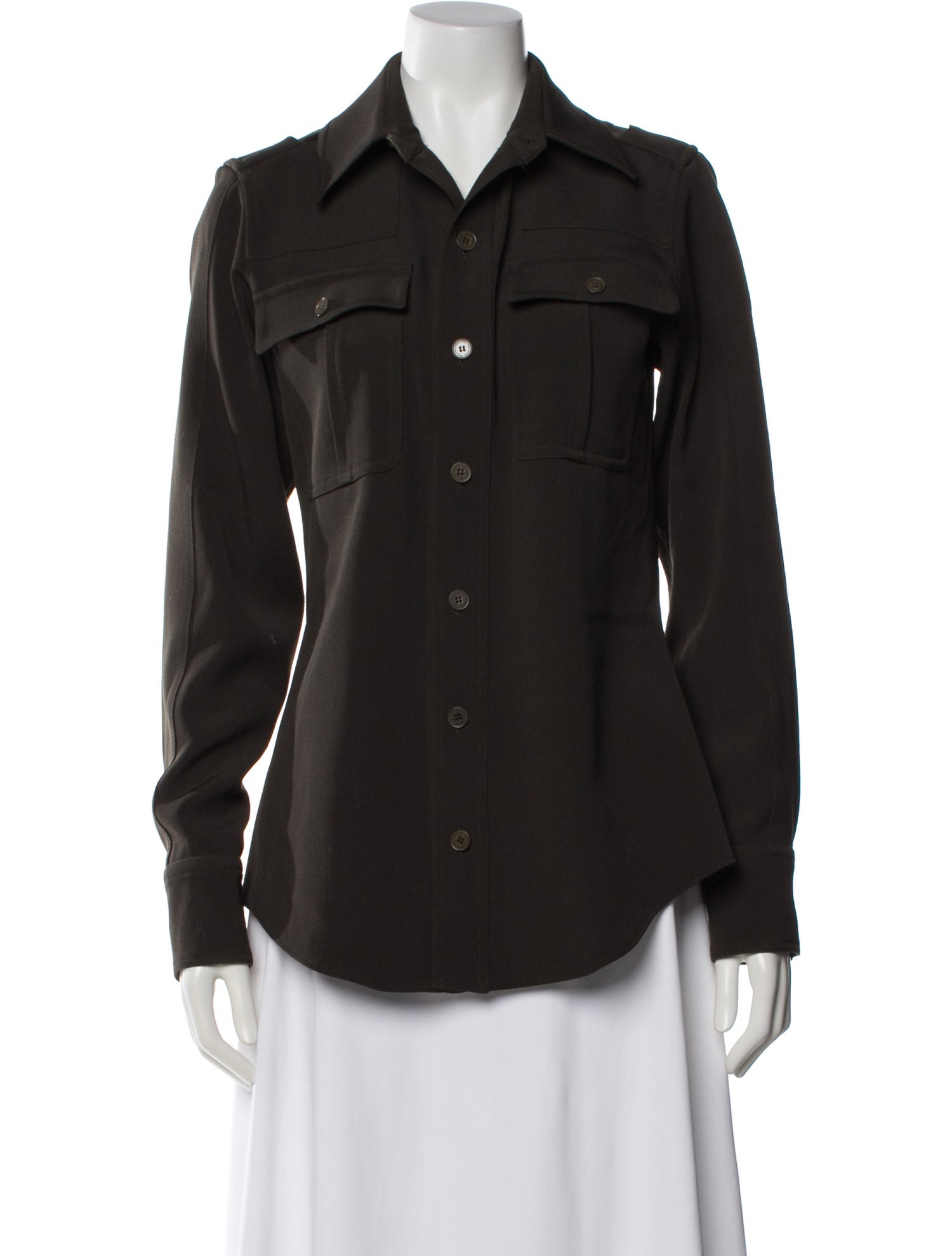 Stella McCartney Wool Long Sleeve Button-Up Top