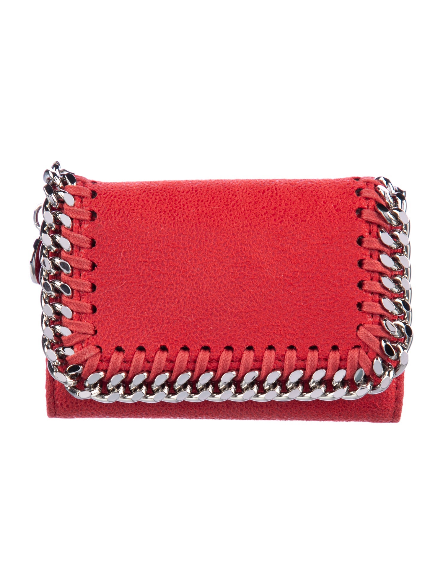 Stella McCartney Red leather key ring holder with snap closure