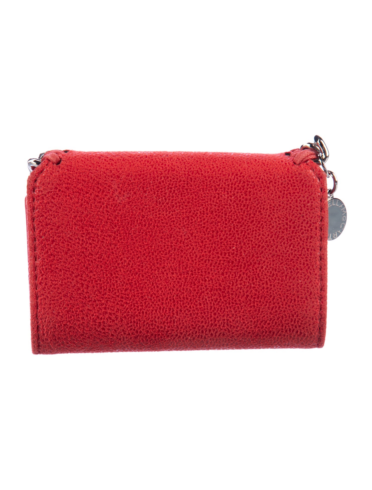 Stella McCartney Red leather key ring holder with snap closure