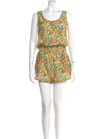 Pre-owned Stella Mccartney Printed Scoop Neck Romper In Green