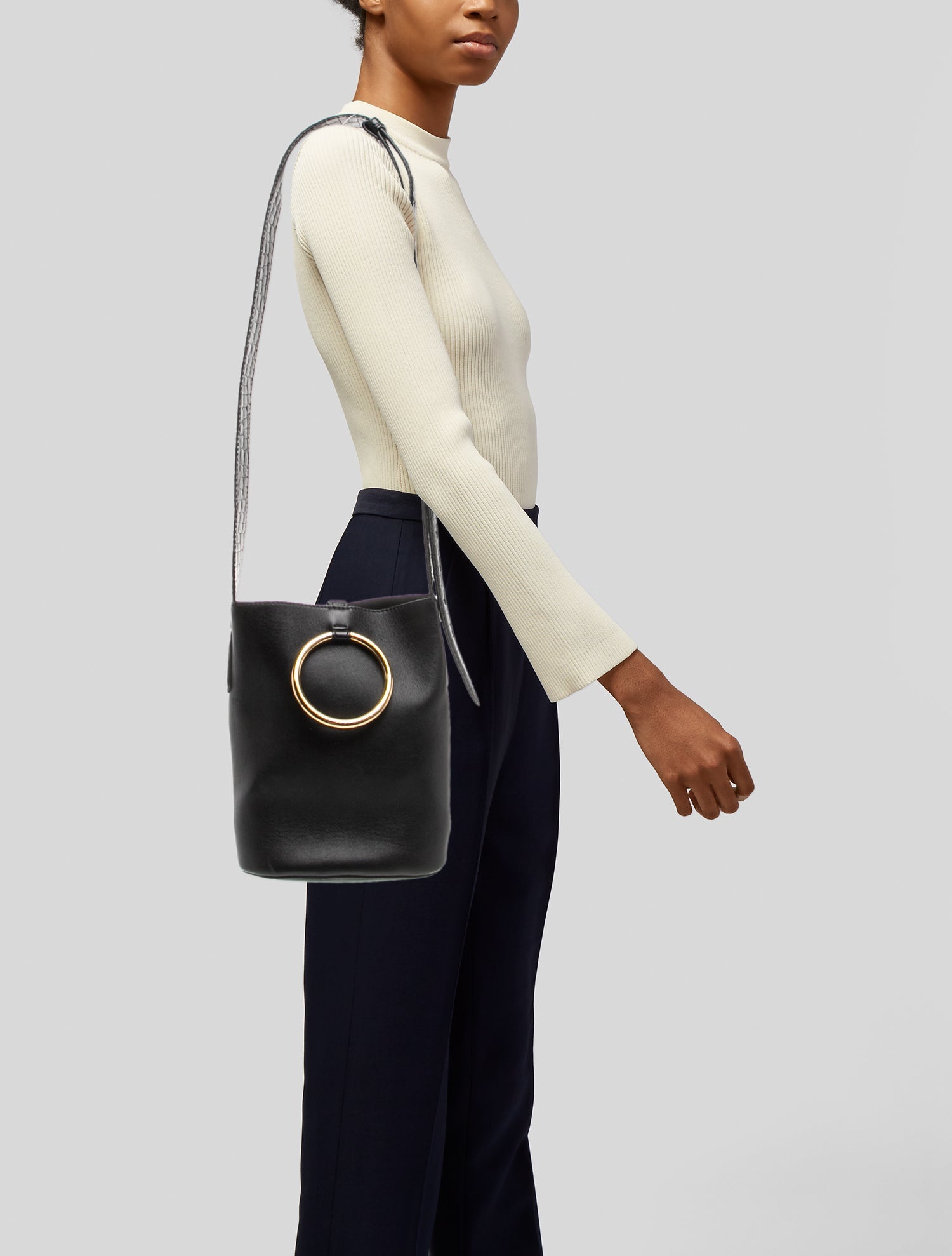 Stella McCartney Leather Bucket Bag - Black Bucket Bags, Handbags