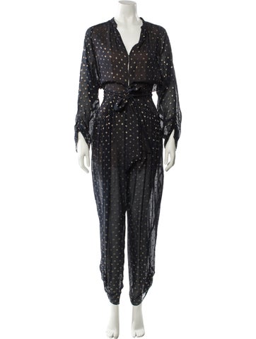 Pre-owned Stella Mccartney Silk V-neck Jumpsuit In Blue