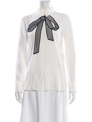Pre-owned Stella Mccartney Silk Striped Blouse In Neutral