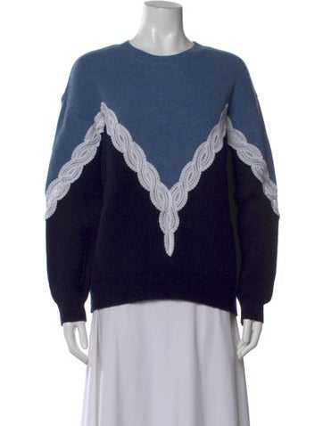 Pre-owned Stella Mccartney Virgin Wool Colorblock Pattern Sweater In Blue