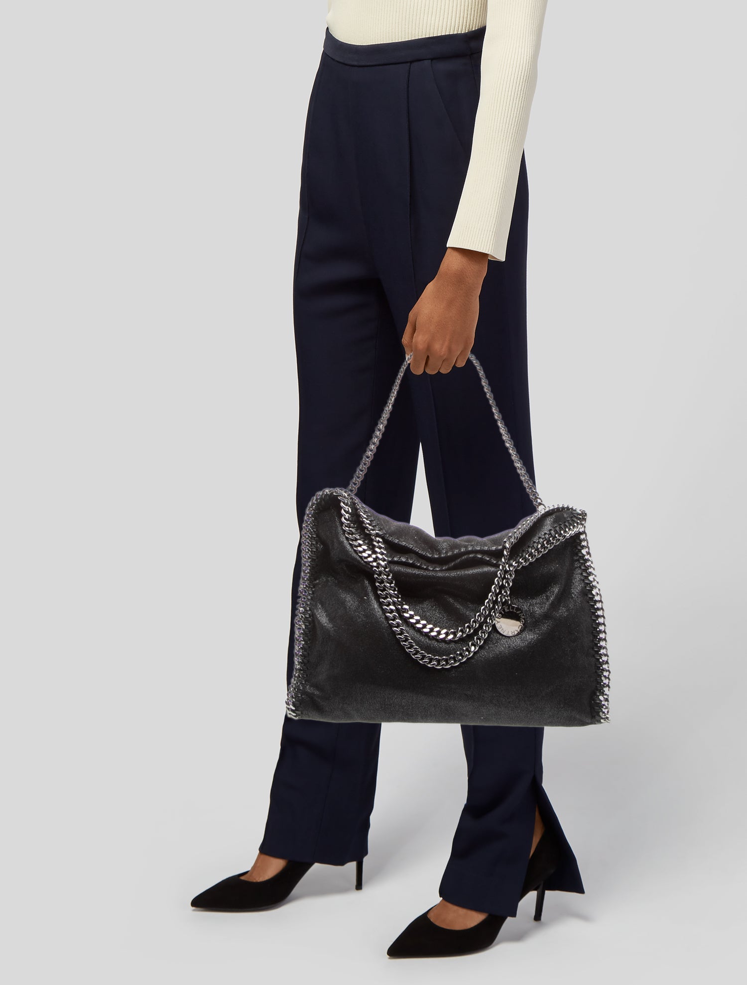 Stella McCartney Vegetarian Suede Tote - Black Handle Bags