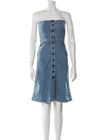 Pre-owned Stella Mccartney Strapless Midi Length Dress In Blue