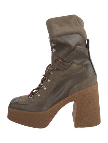 Pre-owned Stella Mccartney Vegetarian Suede Lace-up Boots In Brown
