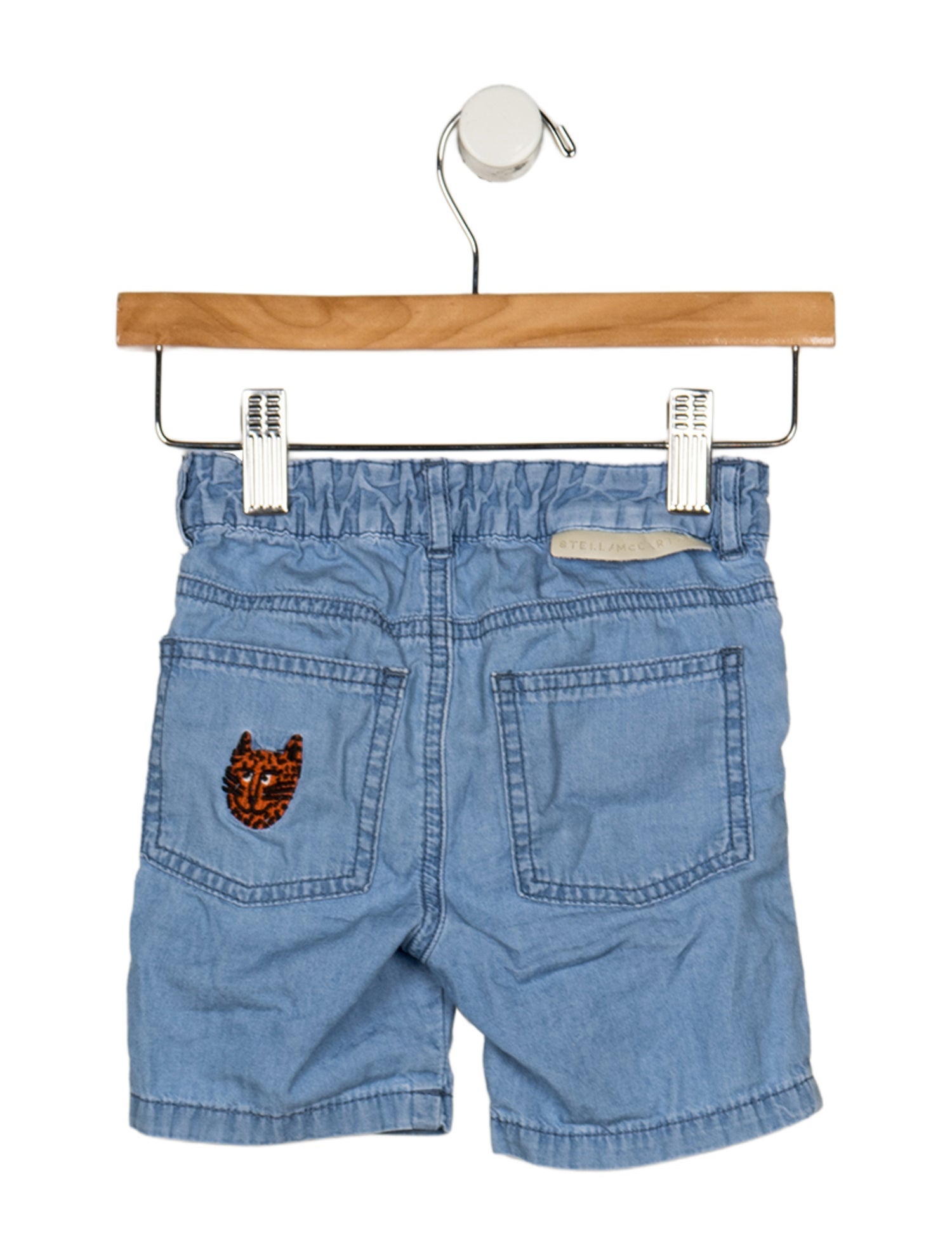 Stella McCartney Cotton blue patterned shorts with snap and zip closure