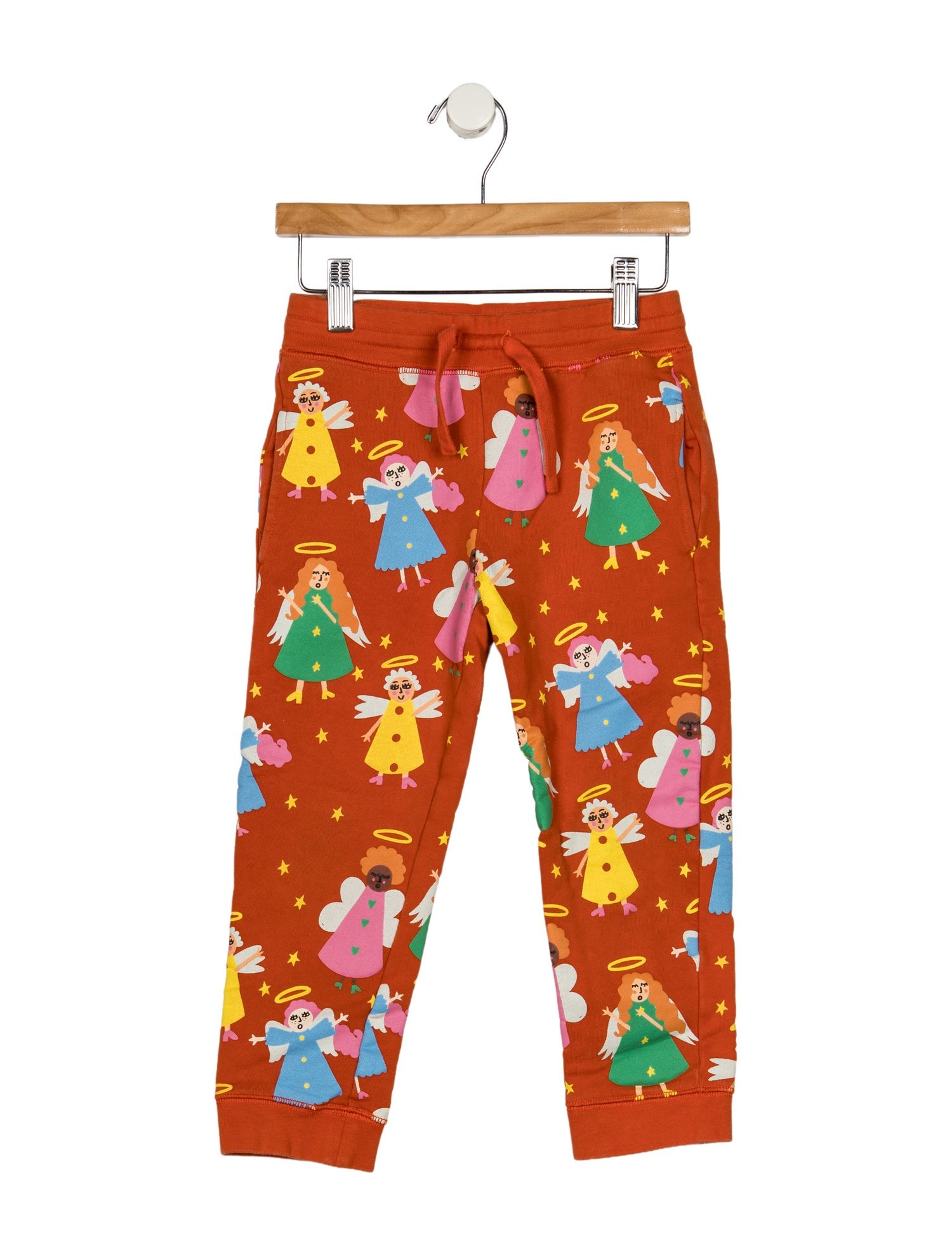 Stella McCartney Cotton orange patterned sweatpants with elastic waist