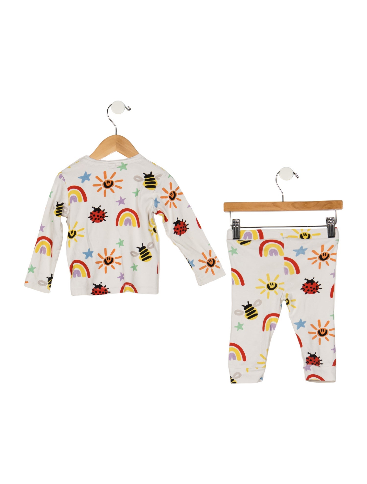 Stella McCartney Cotton neutral and multicolor patterned two piece top and bottom set