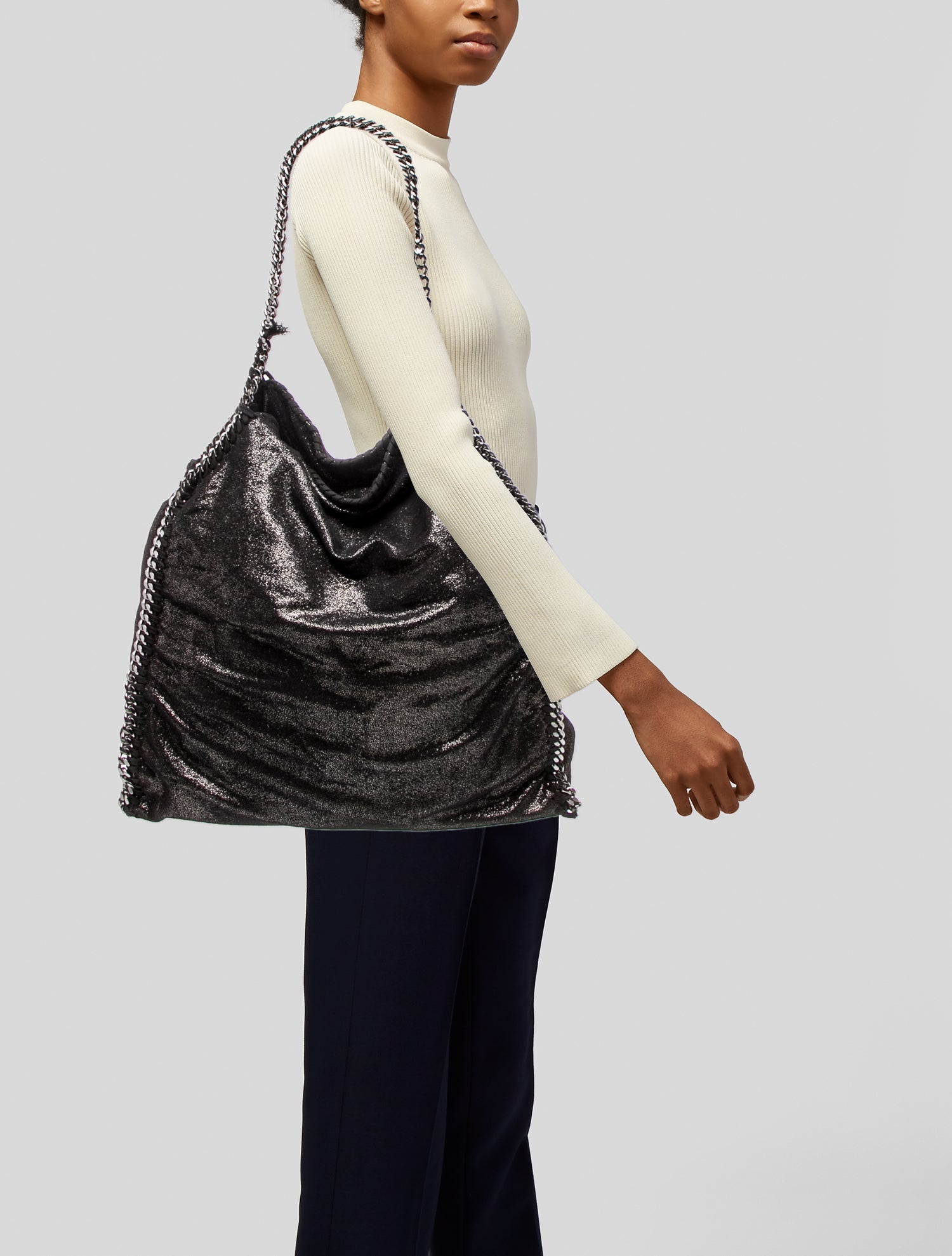 Stella McCartney Vegetarian Leather Shoulder Bag - Black Shoulder