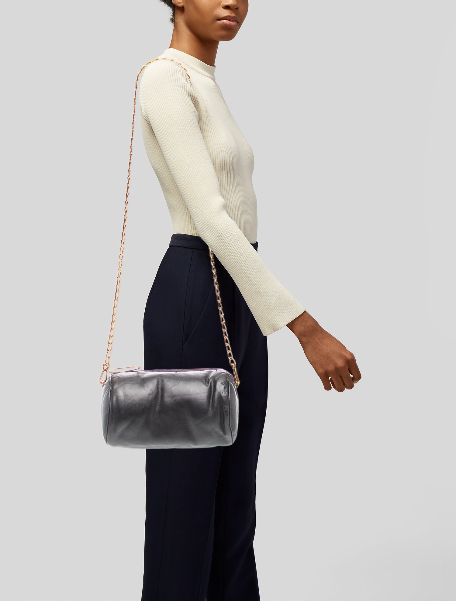 Stella McCartney Leather Shoulder Bag w/ Tags - Grey Shoulder Bags