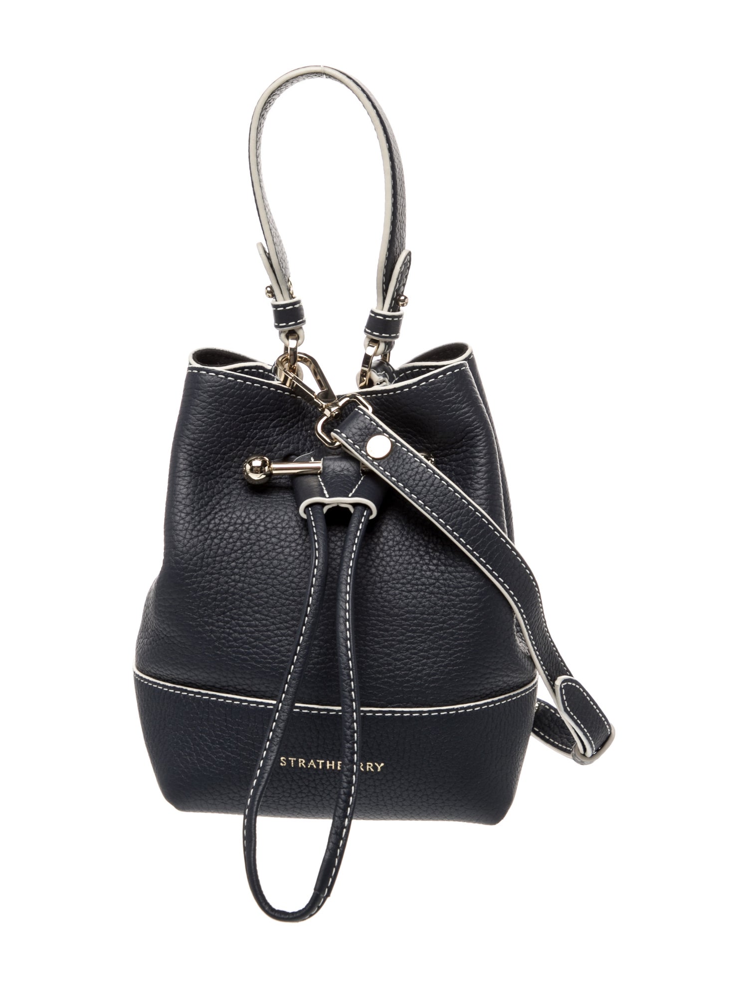 Strathberry Leather Bucket Bag Blue Bucket Bags, Handbags