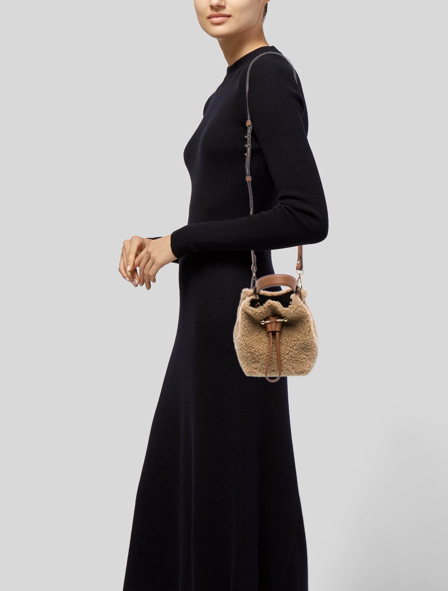 Strathberry Shearling Top Handle Bag