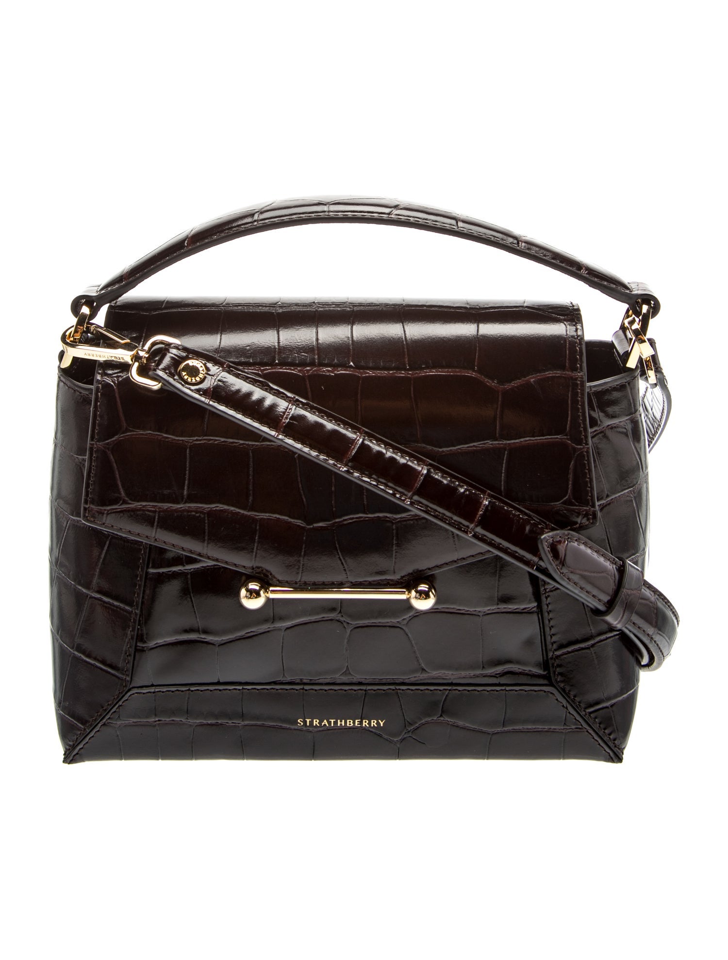 Strathberry Leather Osette Midi Pouch - Grey Crossbody Bags