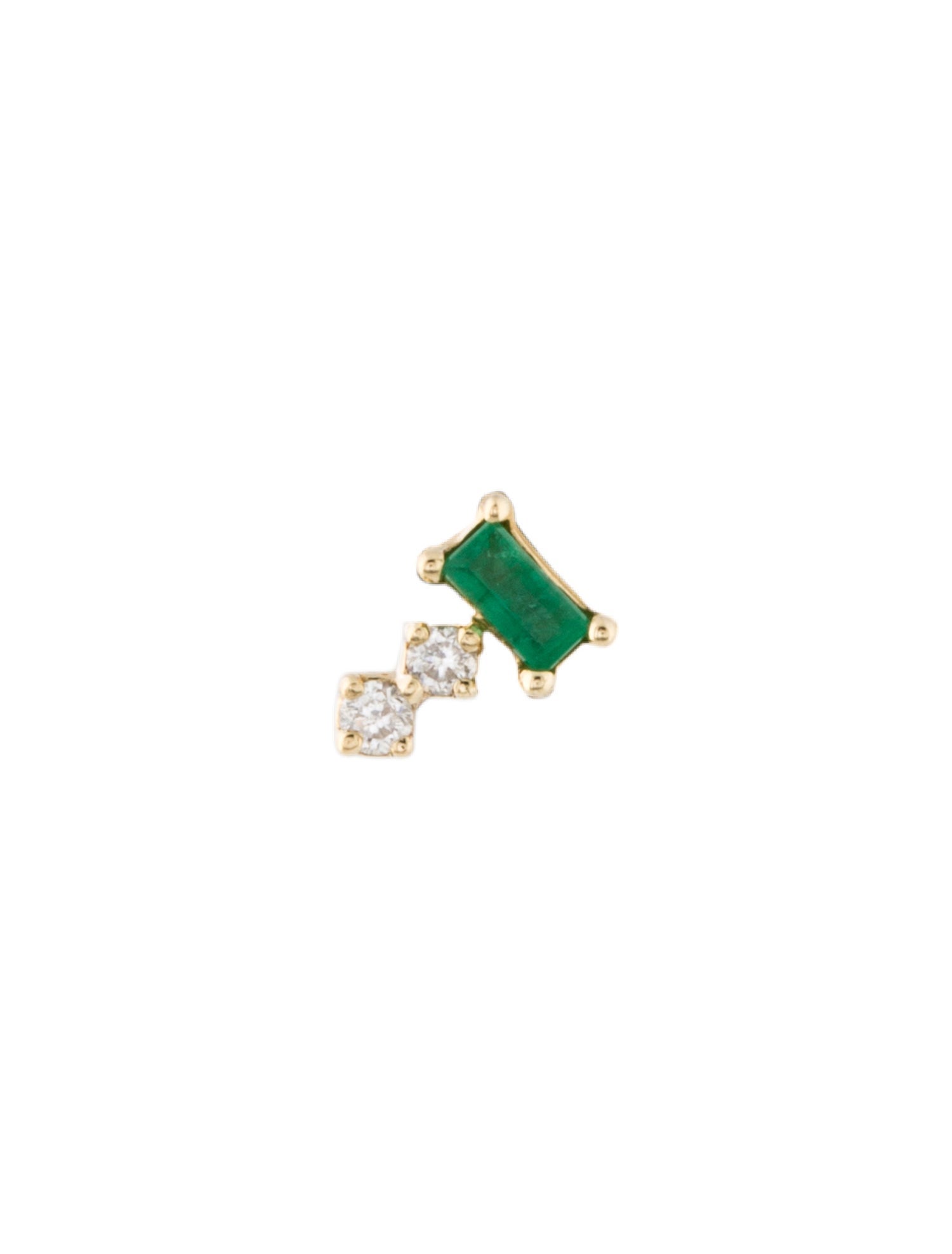 Stone & Strand 14K Emerald & Diamond Triple Stacked Single Stud Earring
