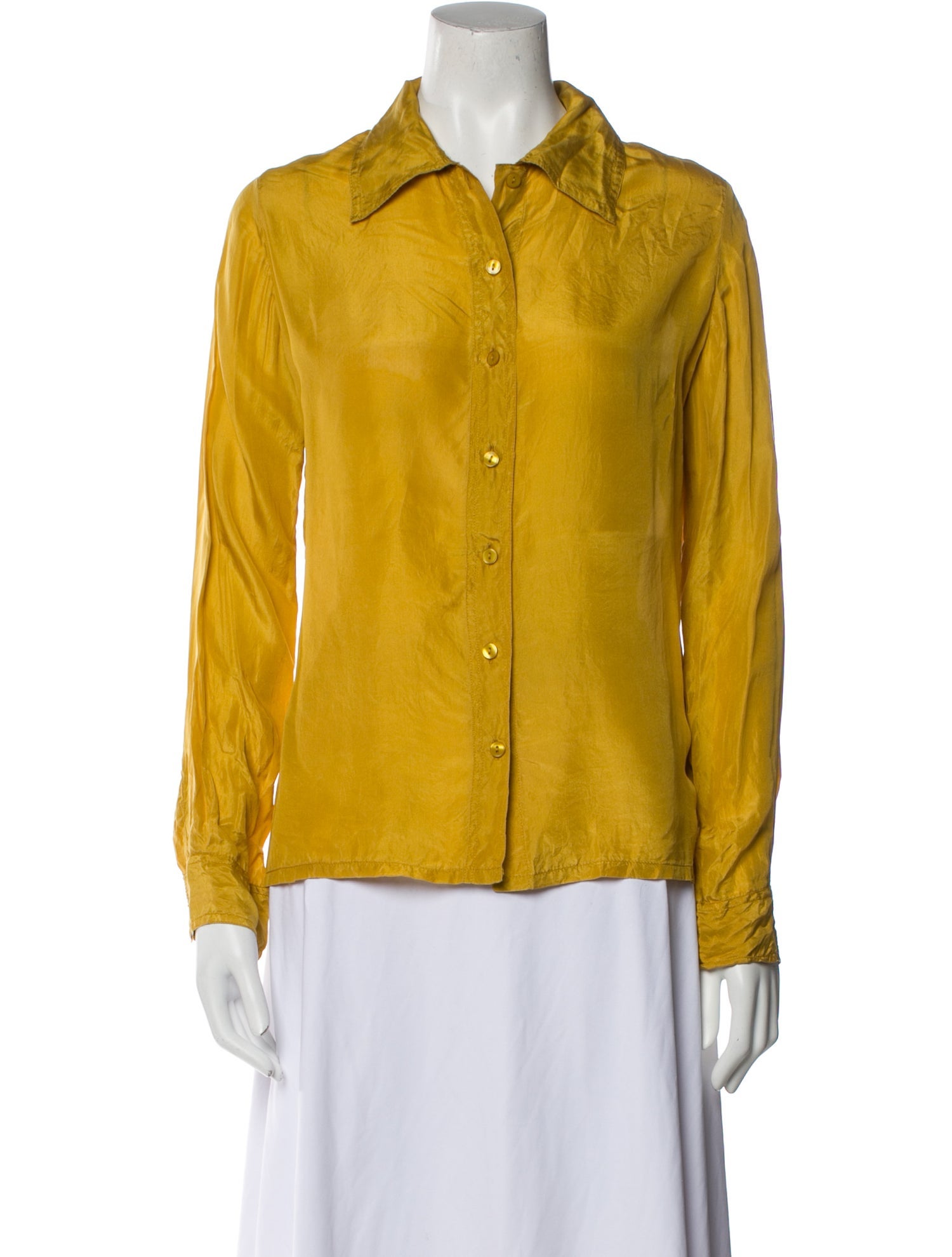 Stouls Silk Long Sleeve Button-Up Top