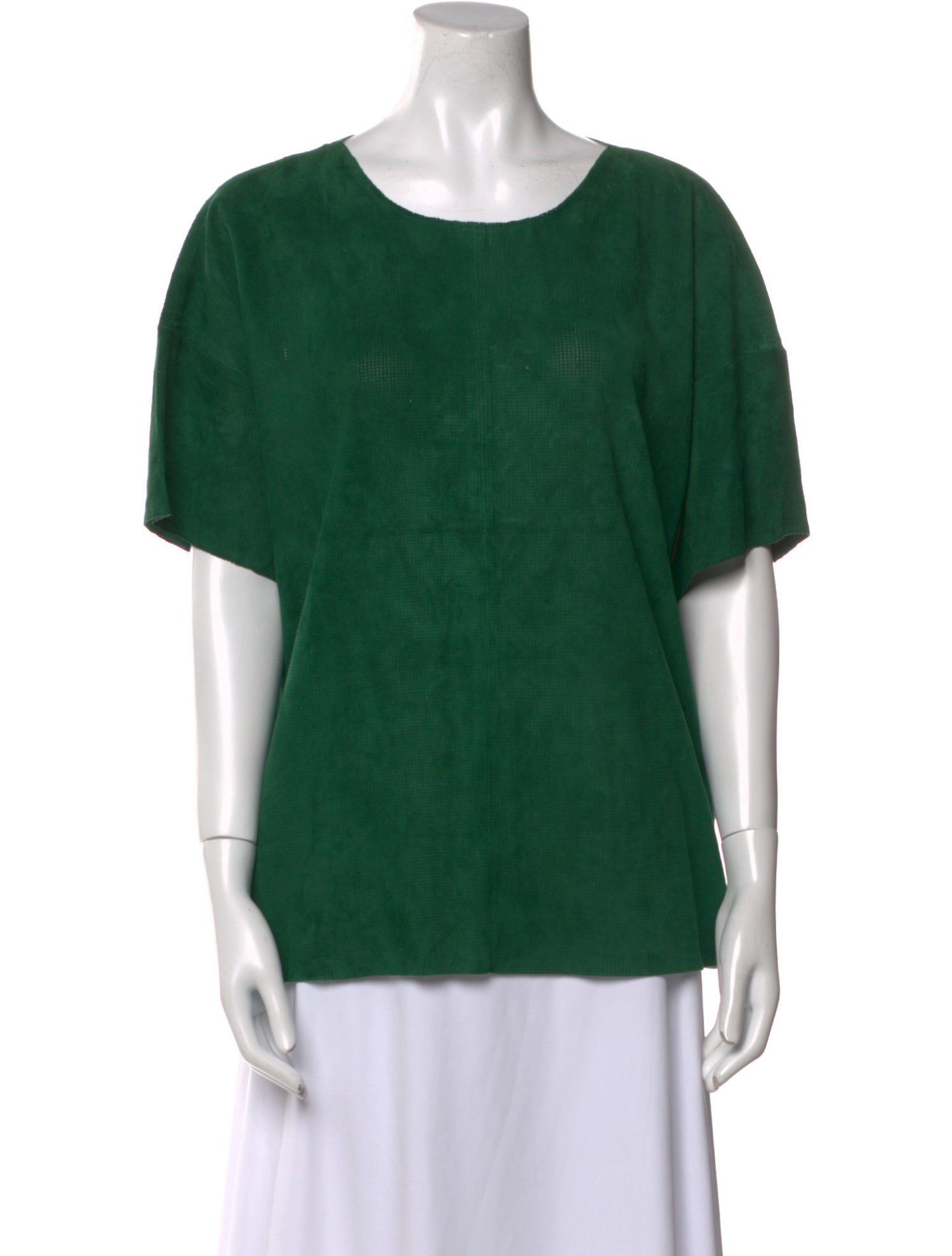 Stouls Leather Scoop Neck T-Shirt