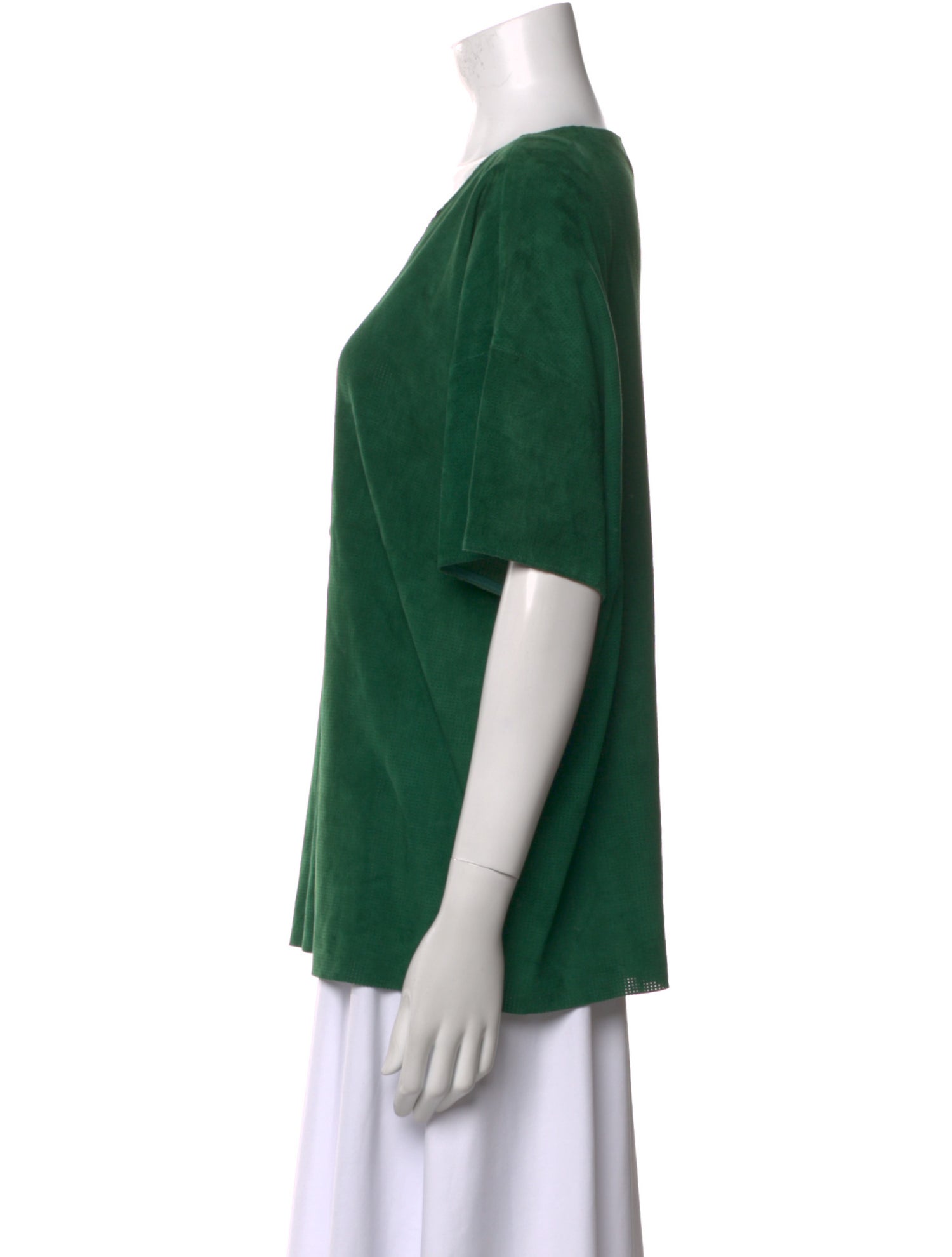 Stouls Leather Scoop Neck T-Shirt