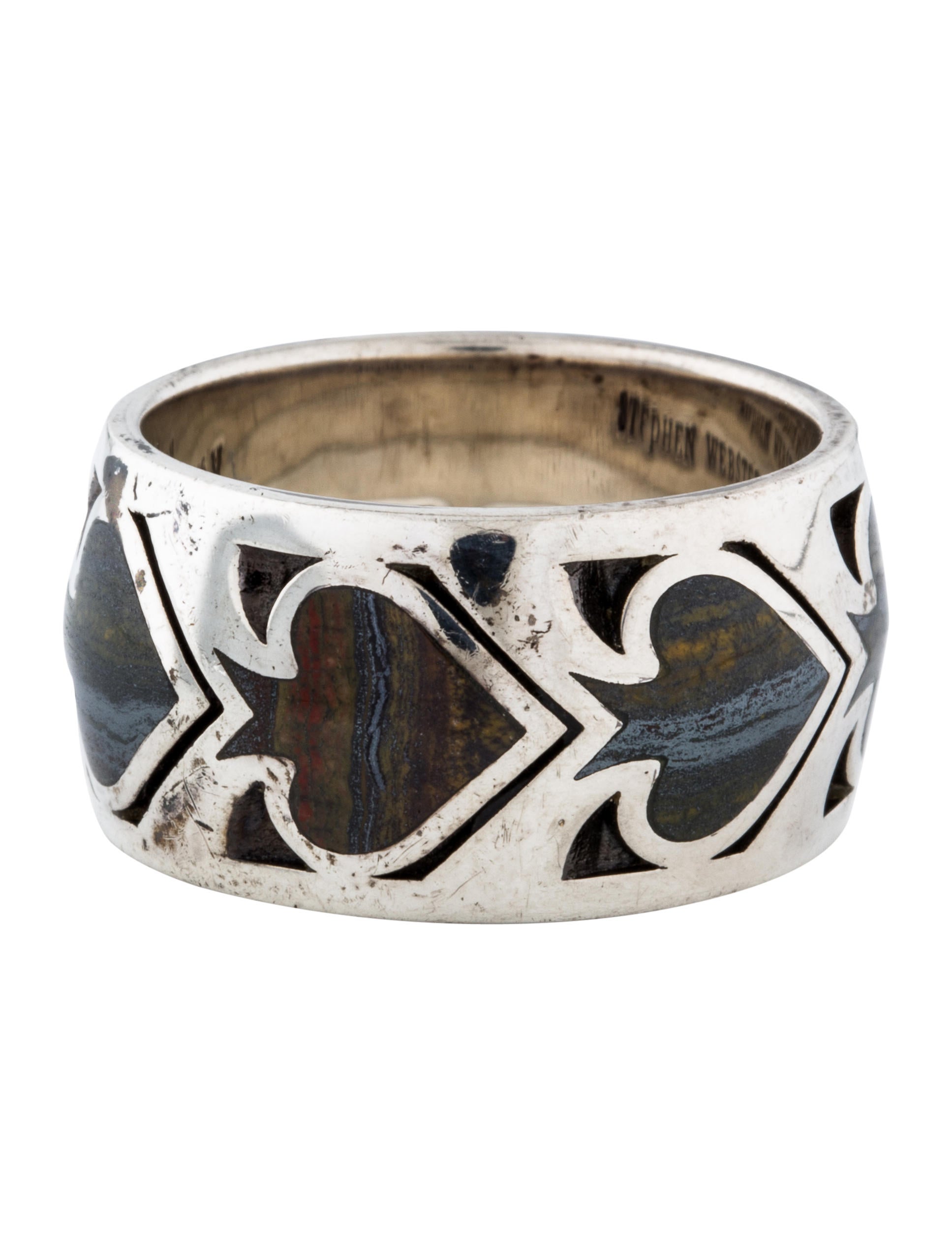Stephen ster Tiger Iron Spades Band Sterling Silver Band, Rings