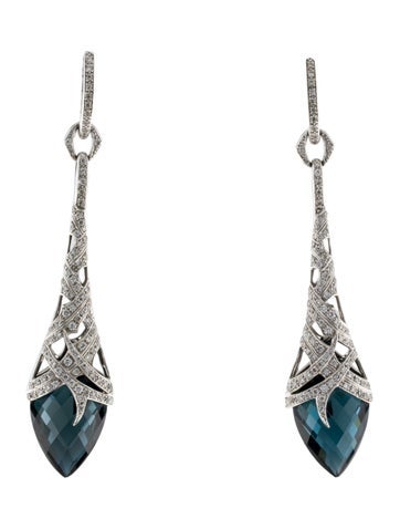 Stephen Webster Drop 18K Topaz & Diamond Thorn Earrings