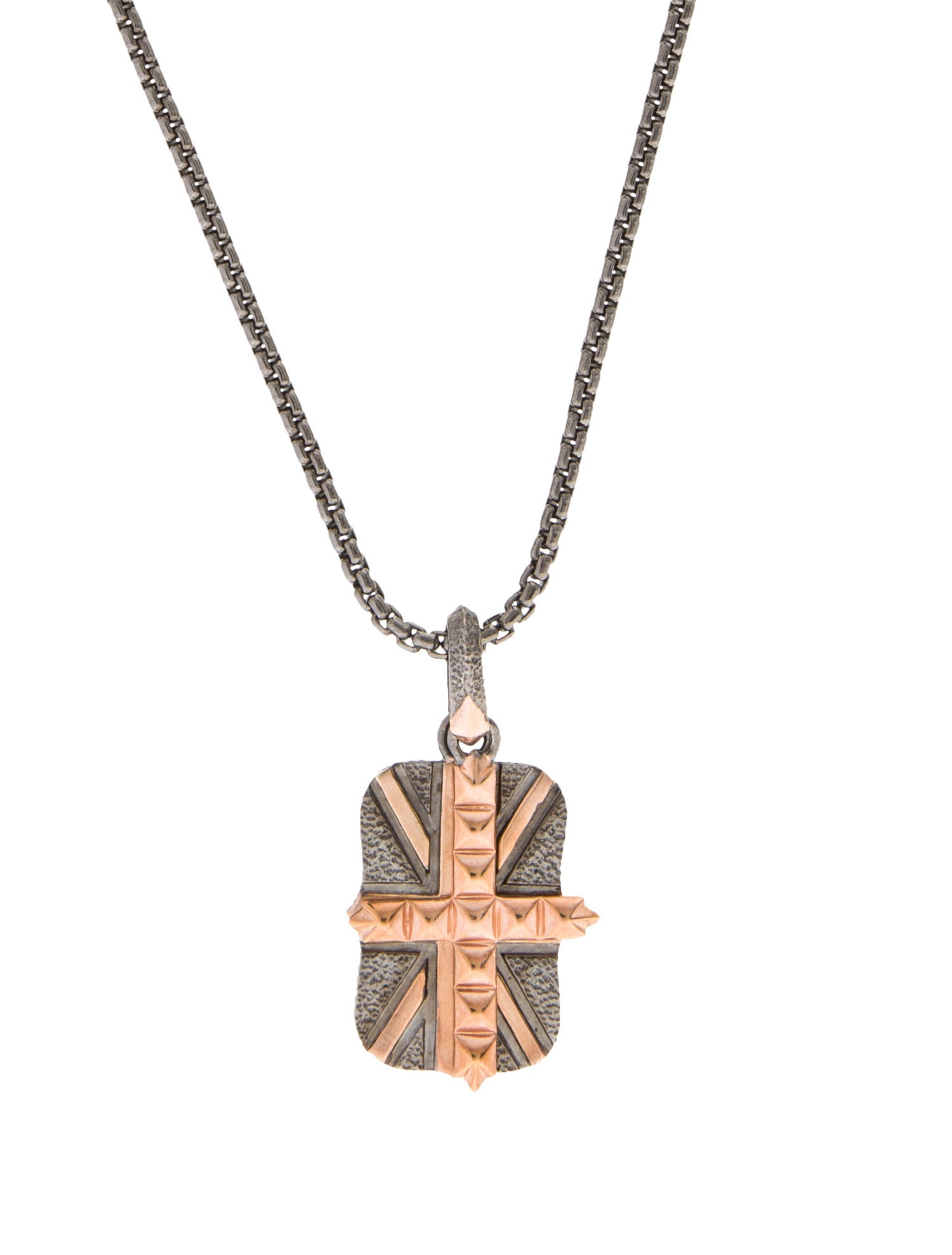 Stephen Webster Two-Tone 'Seek & Destory' Cross Dog Tag Pendant Necklace
