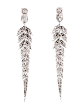 Stephen Webster 18K 1.90ctw Diamond Tail Feather Long Drop Earrings