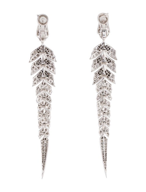 Stephen Webster 18K 1.90ctw Diamond Tail Feather Long Drop Earrings