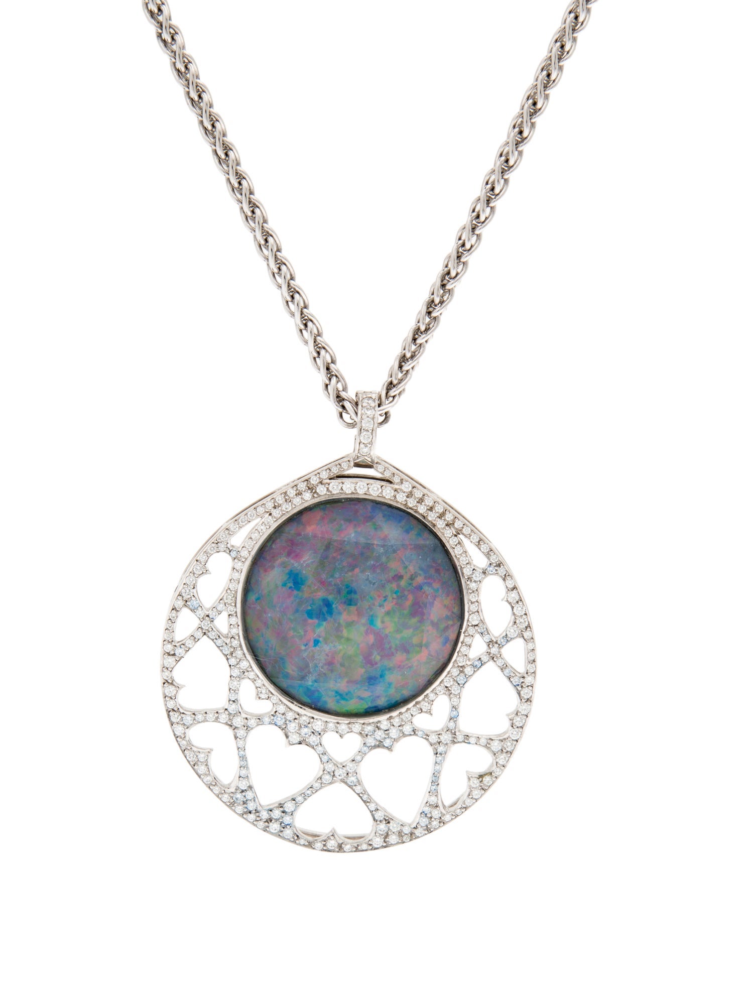 Stephen Webster 18K 1.99ctw Diamond, Opal & Quartz Doublet Haze Pendant Necklace
