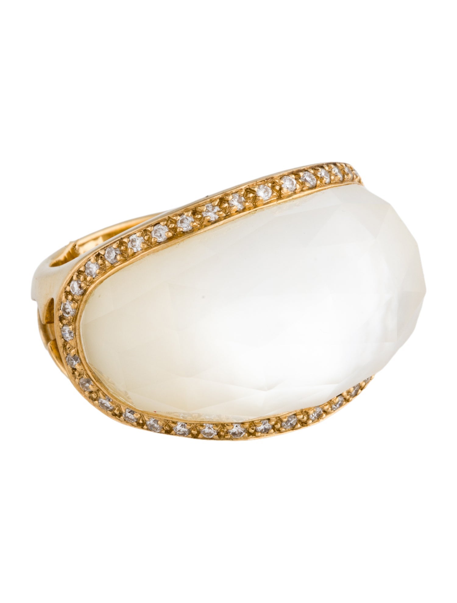 Stephen Webster 18K Mother of Pearl & Quartz Doublet & Diamond Dome Ring