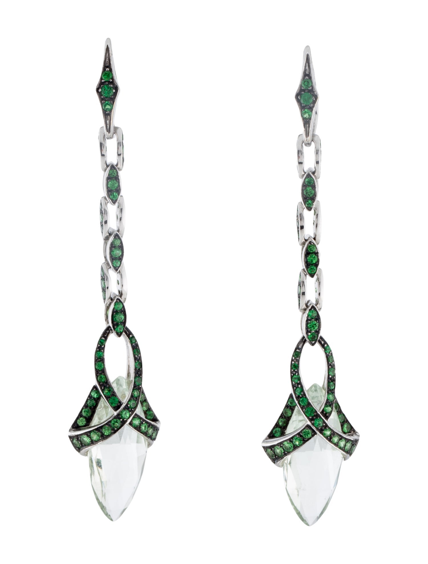 Stephen Webster 18K Prasiolite & Tsavorite Garnet Drop Earrings
