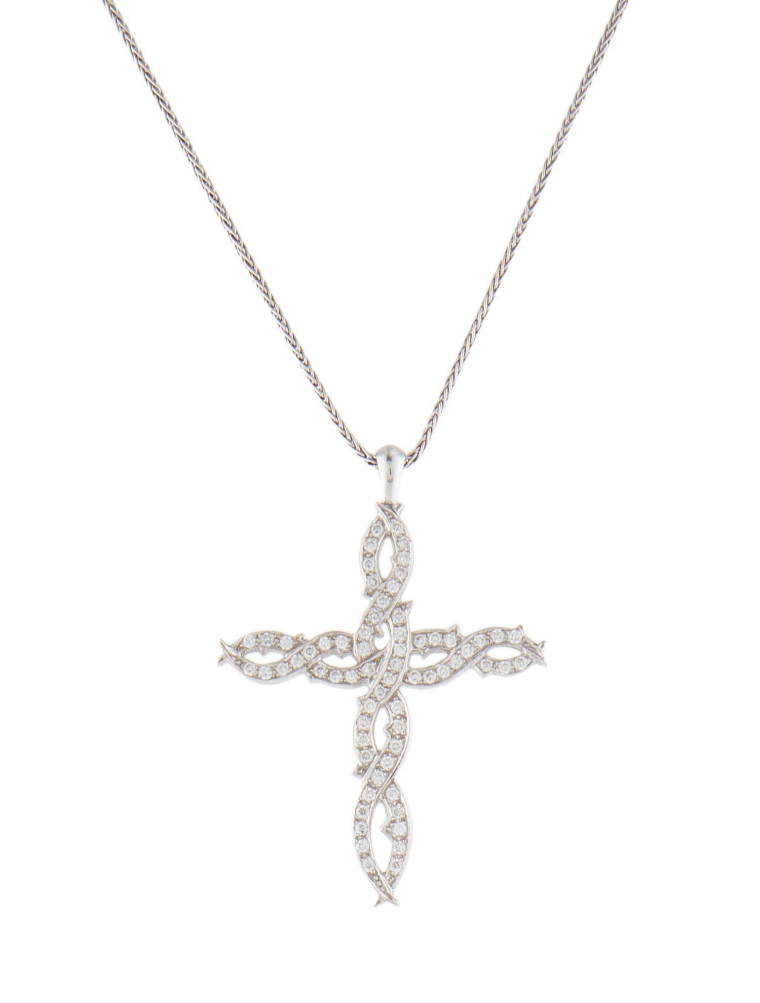 Stephen Webster 18K Diamond Thorn Cross Pendant Necklace