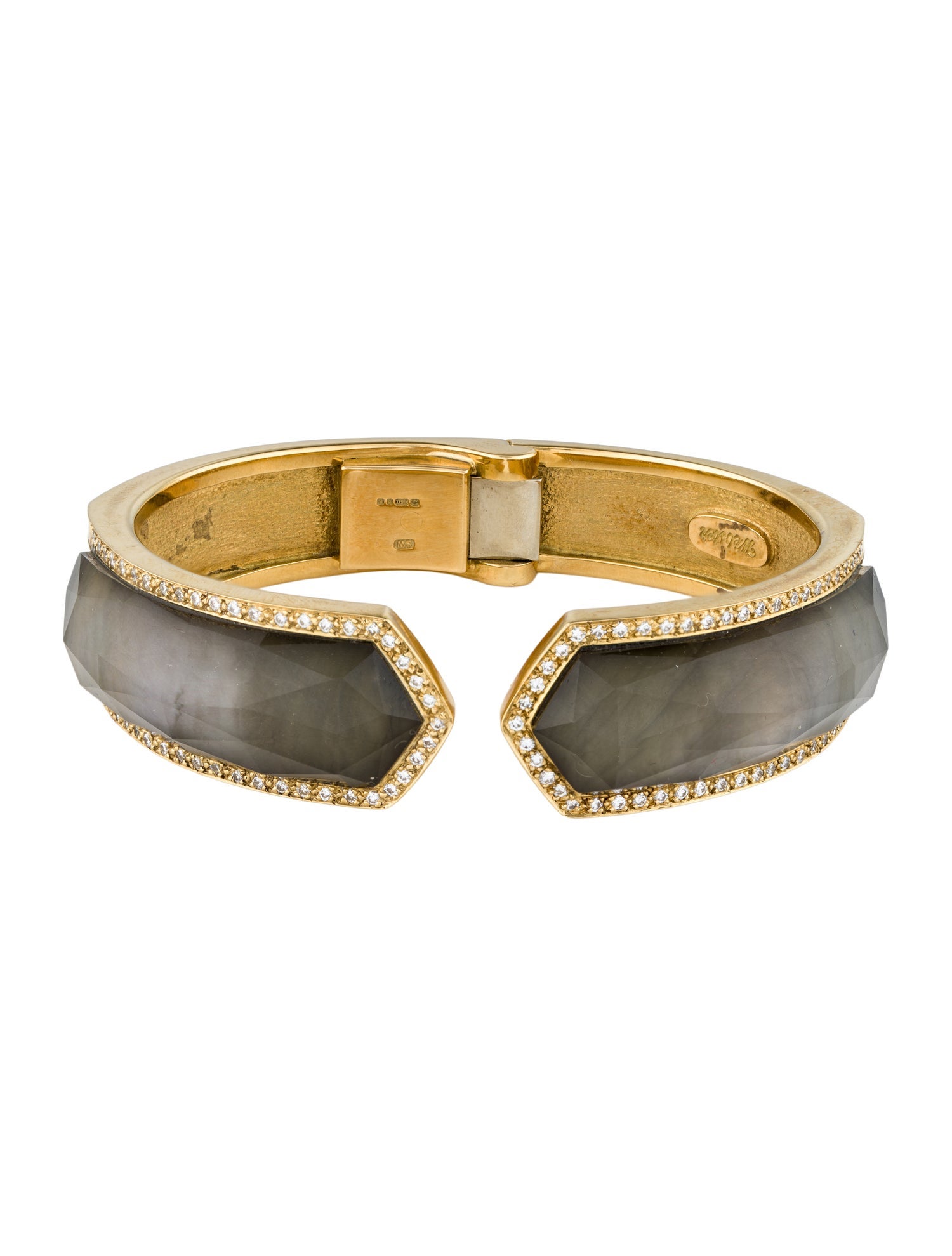 Stephen Webster 18K Mother Of Pearl Quartz Doublet & Diamond Cuff Bracelet