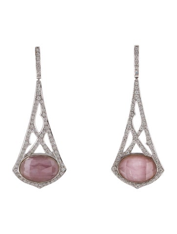Pre-owned Stephen Webster 18k Quartz Doublet & Diamond Drop Earrings In Multi